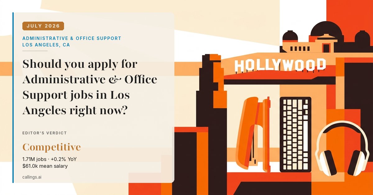 Administrative & Office Support job market report cover, Los Angeles-Long Beach-Anaheim, CA, 2026-07