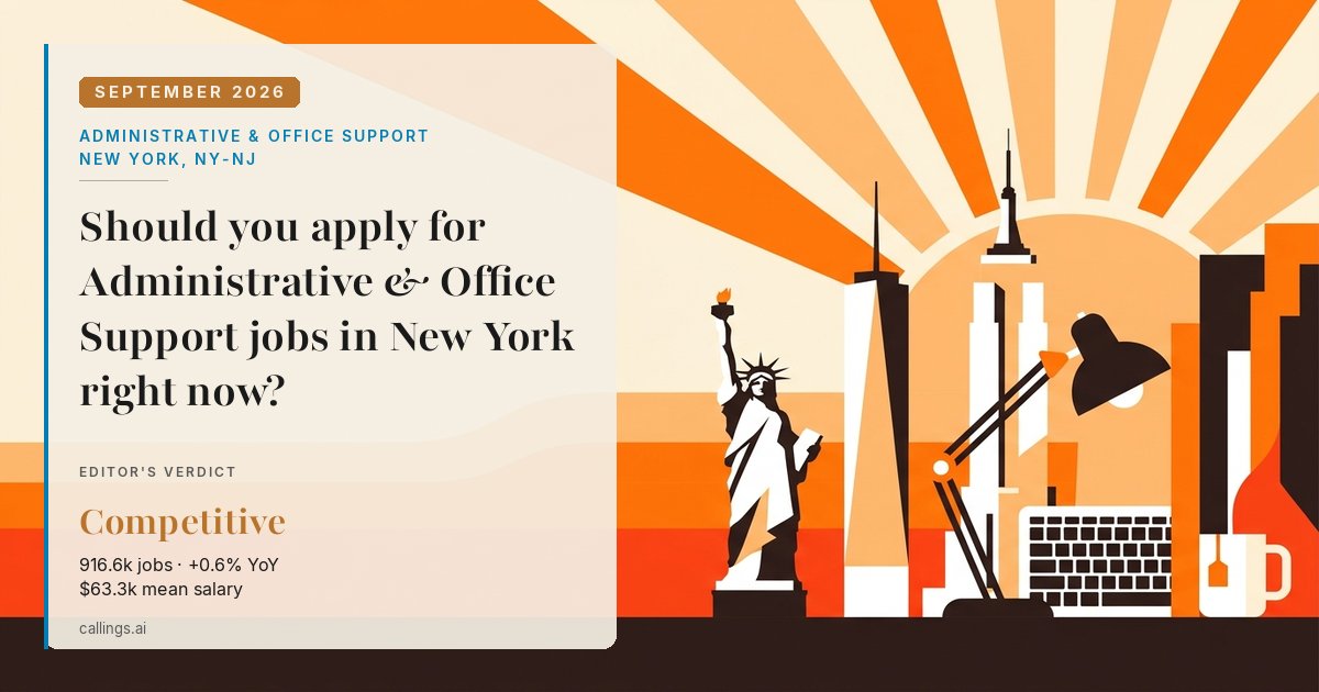Administrative & Office Support job market report cover, New York-Newark-Jersey City, NY-NJ, 2026-09