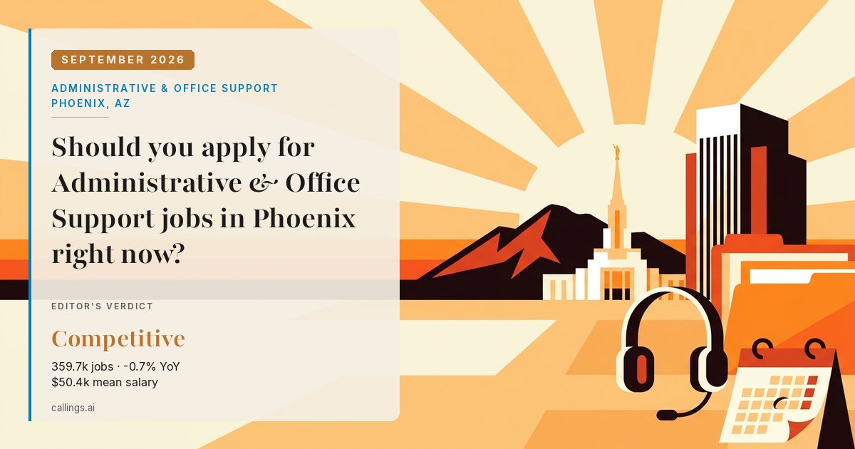 Administrative & Office Support job market report cover, Phoenix-Mesa-Chandler, AZ, 2026-09