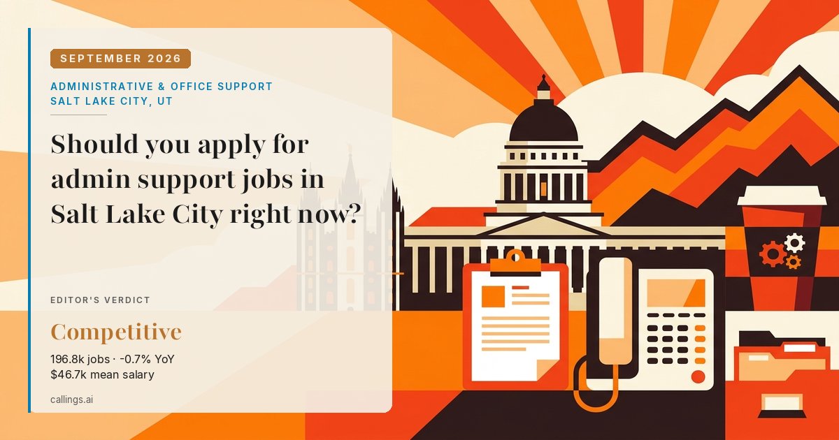 Administrative & Office Support job market report cover, Salt Lake City-Murray, UT, 2026-09