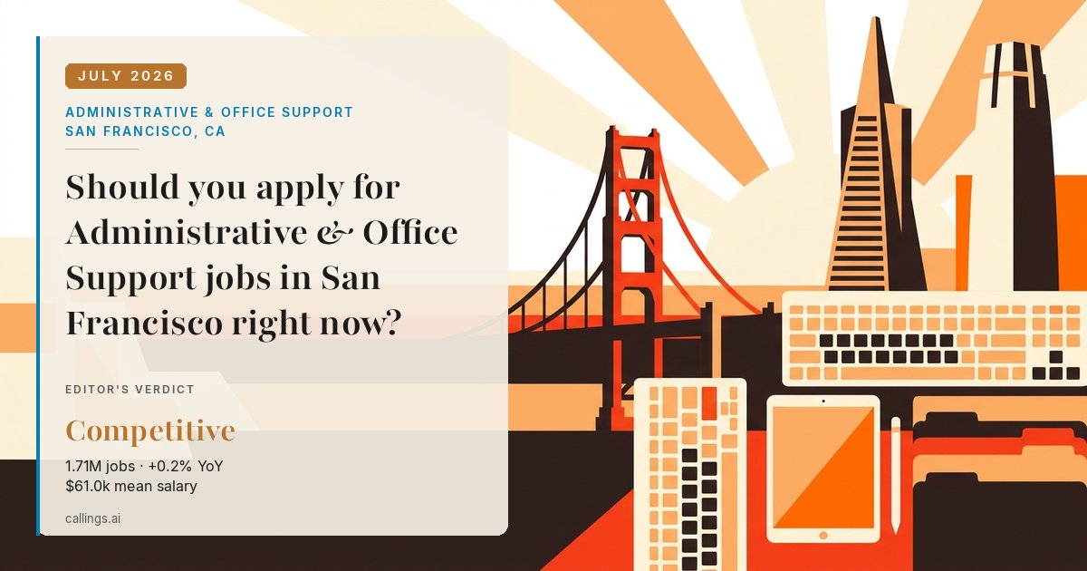 Administrative & Office Support job market report cover, San Francisco-Oakland-Fremont, CA, 2026-07