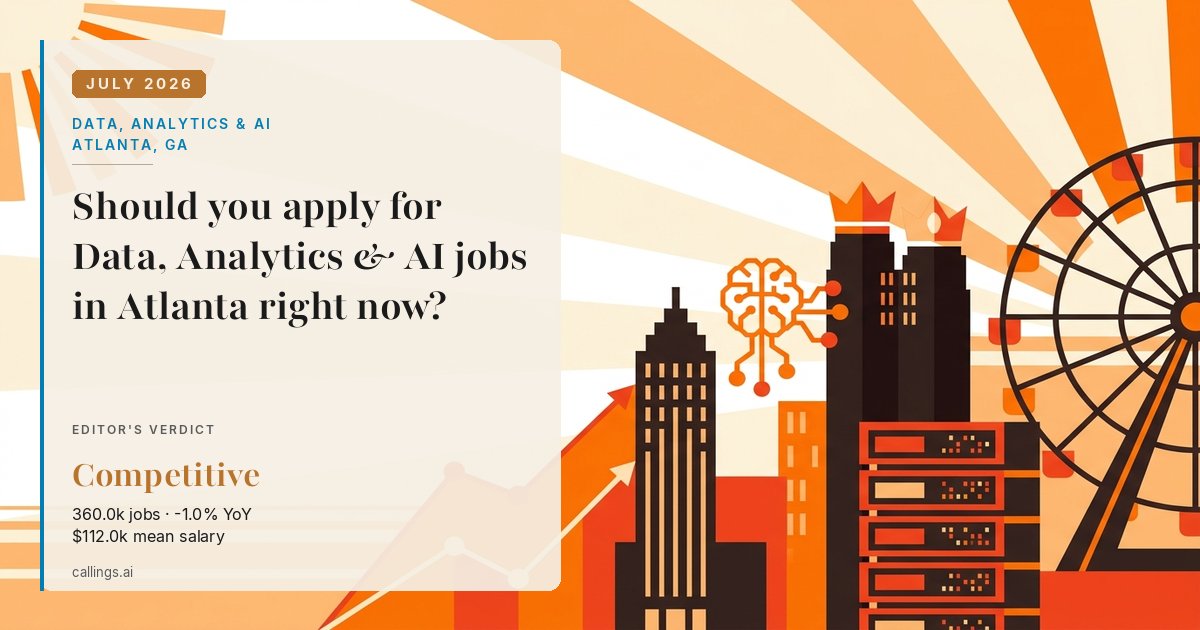 Data, Analytics & AI job market report cover, Atlanta-Sandy Springs-Roswell, GA, 2026-07