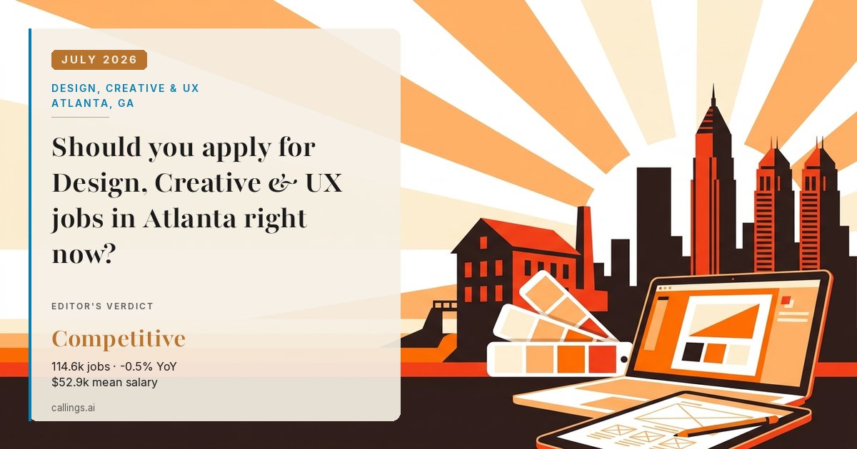 Design, Creative & UX job market report cover, Atlanta-Sandy Springs-Roswell, GA, 2026-07