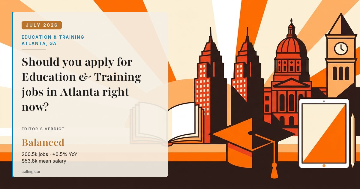 Education & Training job market report cover, Atlanta-Sandy Springs-Roswell, GA, 2026-07