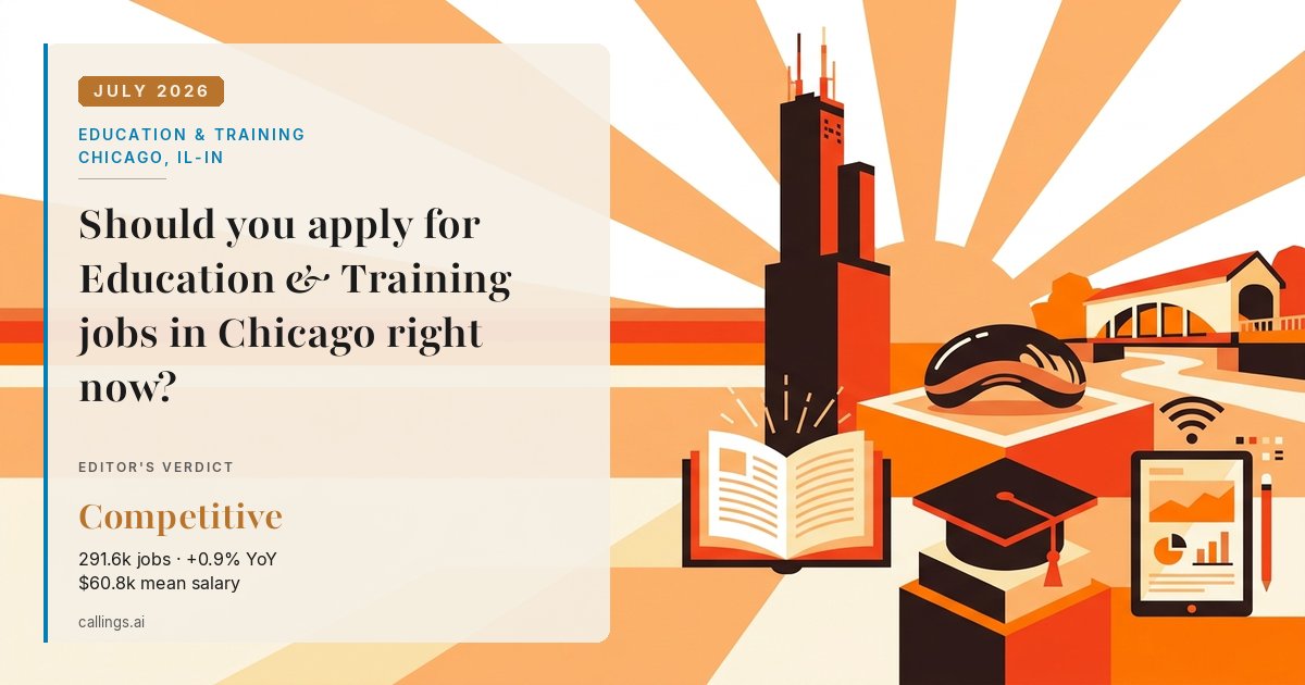 Education & Training job market report cover, Chicago-Naperville-Elgin, IL-IN, 2026-07