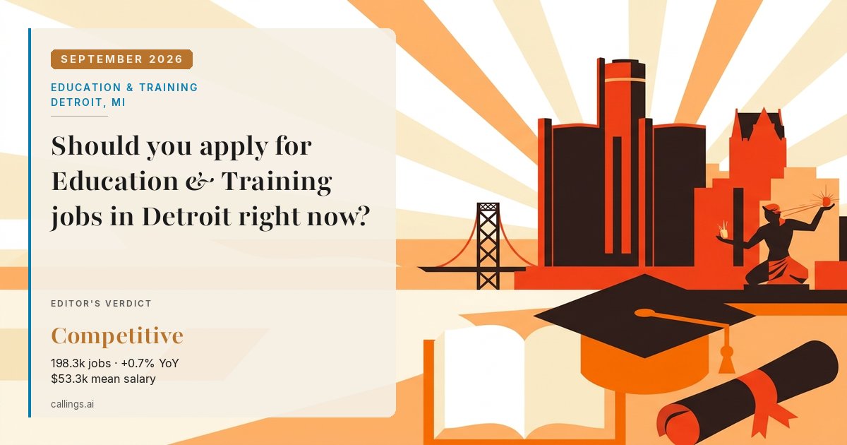 Education & Training job market report cover, Detroit-Warren-Dearborn, MI, 2026-09