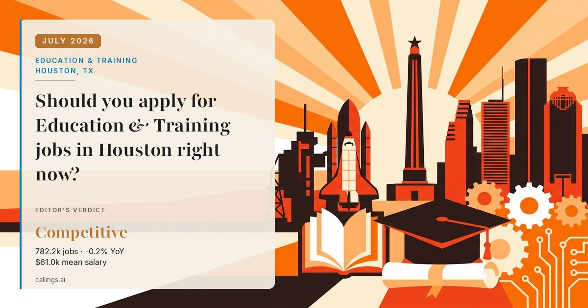 Education & Training job market report cover, Houston-Pasadena-The Woodlands, TX, 2026-07