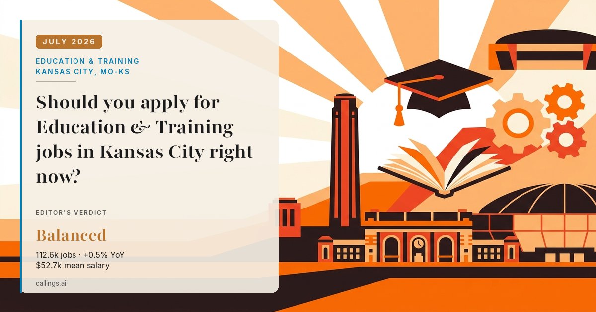 Education & Training job market report cover, Kansas City, MO-KS, 2026-07
