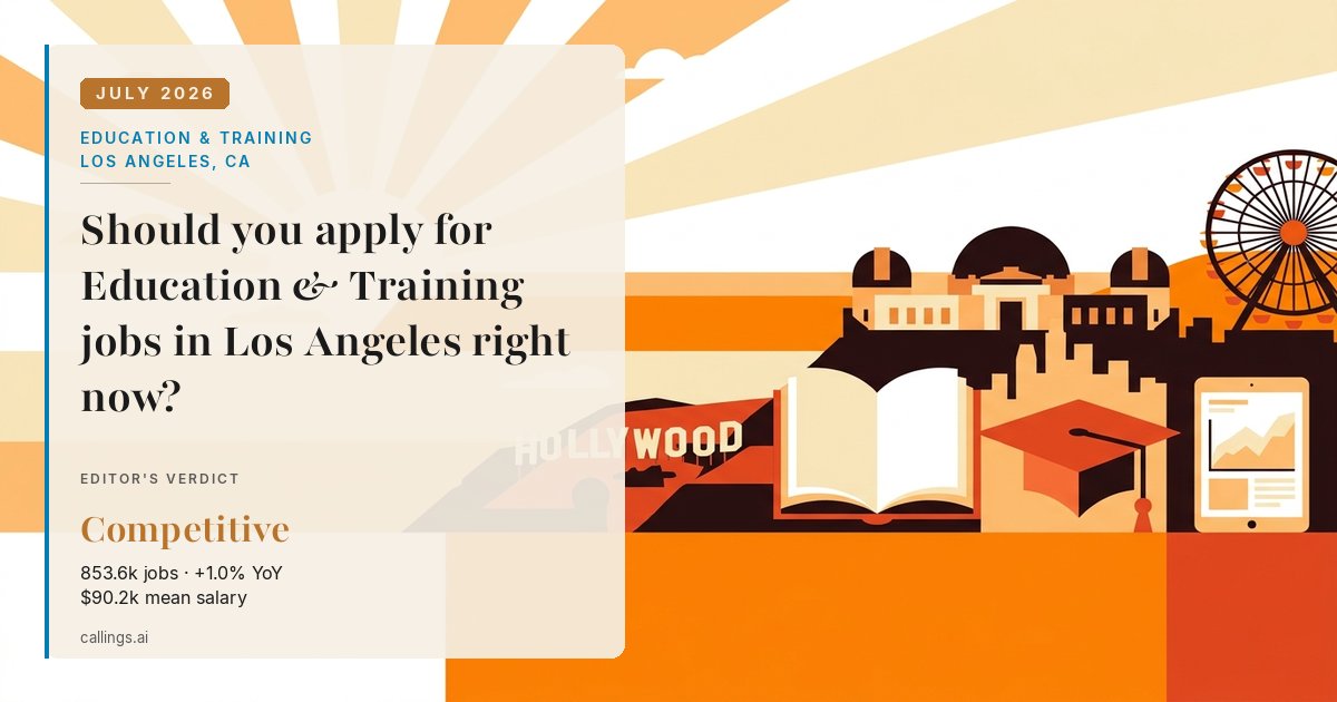 Education & Training job market report cover, Los Angeles-Long Beach-Anaheim, CA, 2026-07