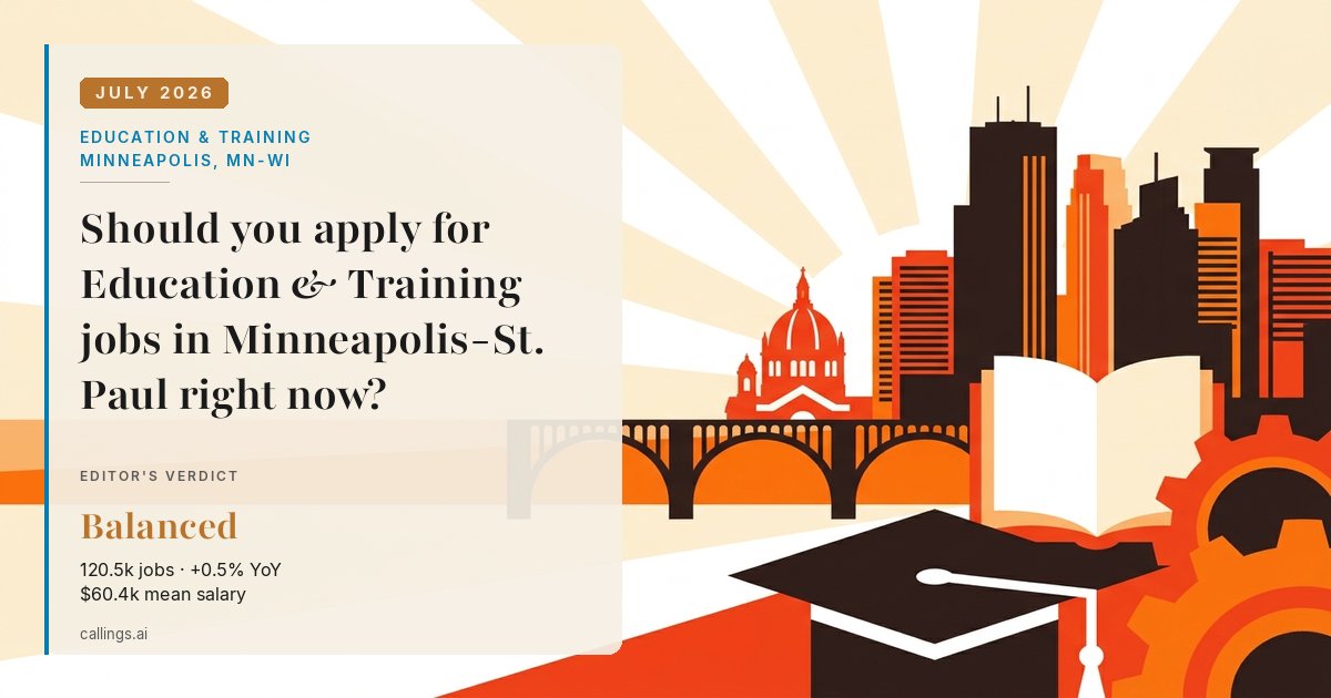 Education & Training job market report cover, Minneapolis-St. Paul-Bloomington, MN-WI, 2026-07