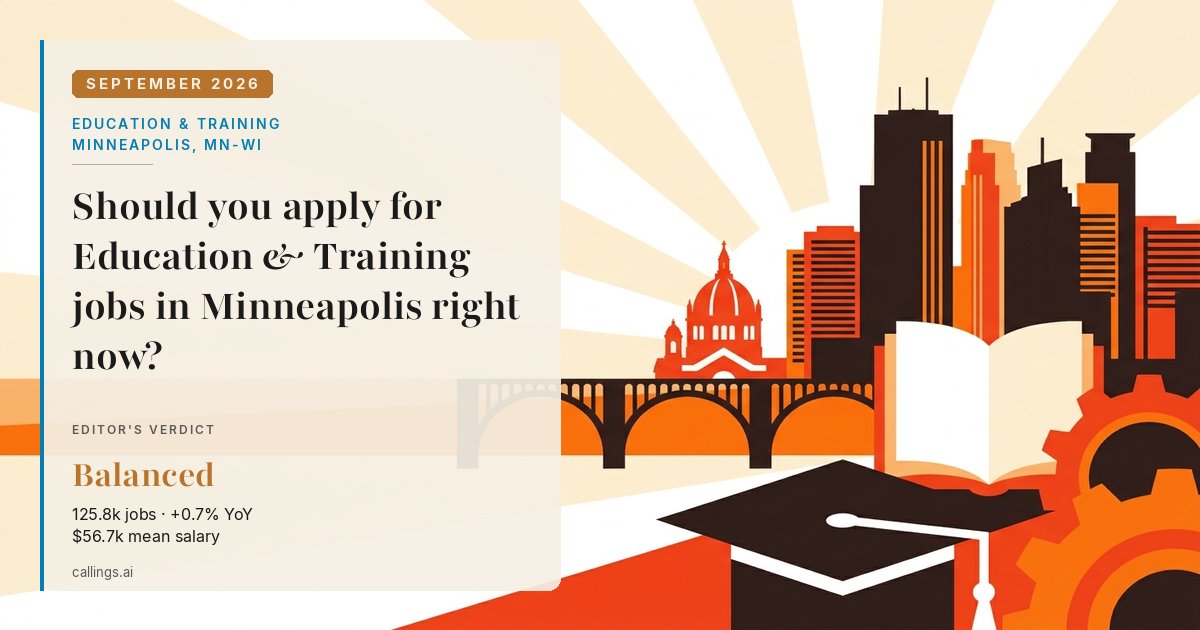 Education & Training job market report cover, Minneapolis-St. Paul-Bloomington, MN-WI, 2026-09