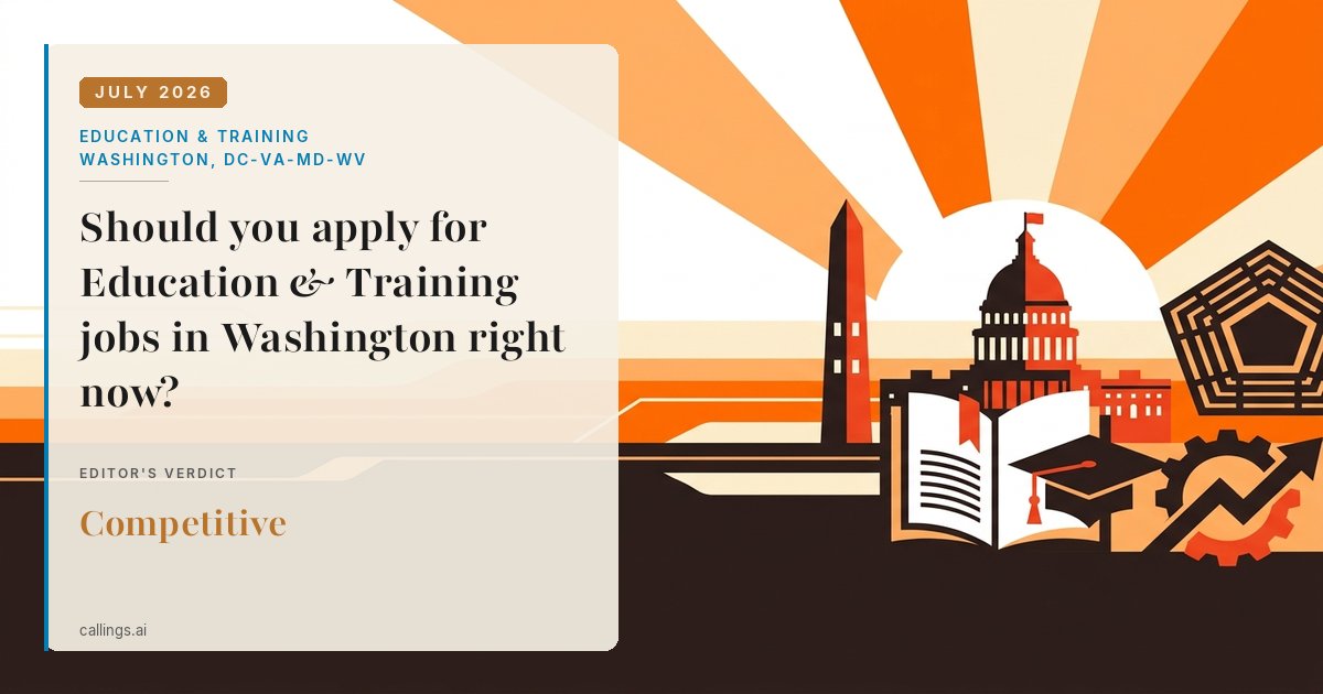 Education & Training job market report cover, Washington-Arlington-Alexandria, DC-VA-MD-WV, 2026-07