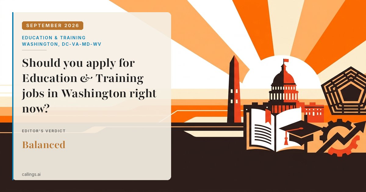 Education & Training job market report cover, Washington-Arlington-Alexandria, DC-VA-MD-WV, 2026-09