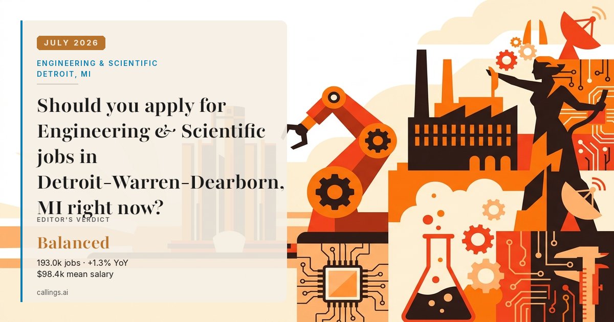 Engineering & Scientific job market report cover, Detroit-Warren-Dearborn, MI, 2026-07