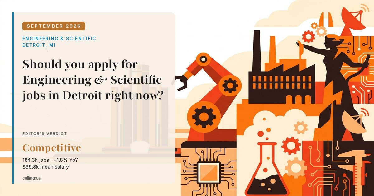 Engineering & Scientific job market report cover, Detroit-Warren-Dearborn, MI, 2026-09