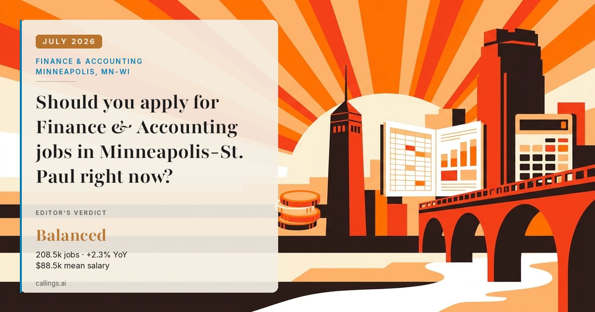 Finance & Accounting job market report cover, Minneapolis-St. Paul-Bloomington, MN-WI, 2026-07