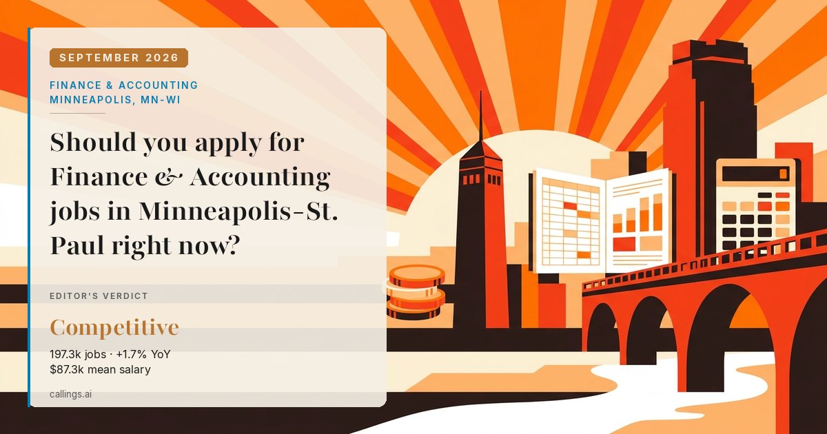 Finance & Accounting job market report cover, Minneapolis-St. Paul-Bloomington, MN-WI, 2026-09