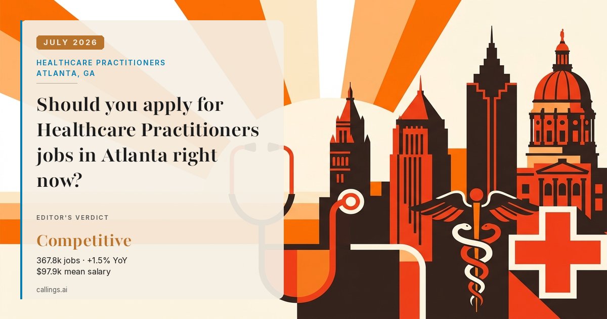 Healthcare Practitioners job market report cover, Atlanta-Sandy Springs-Roswell, GA, 2026-07