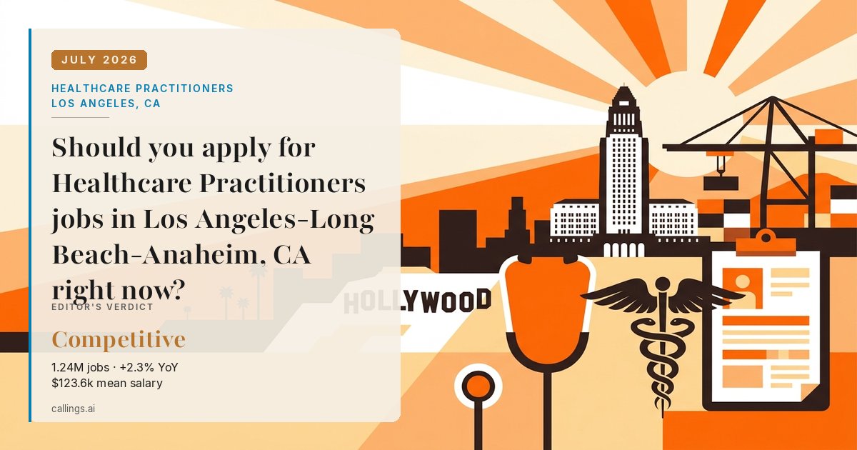 Healthcare Practitioners job market report cover, Los Angeles-Long Beach-Anaheim, CA, 2026-07