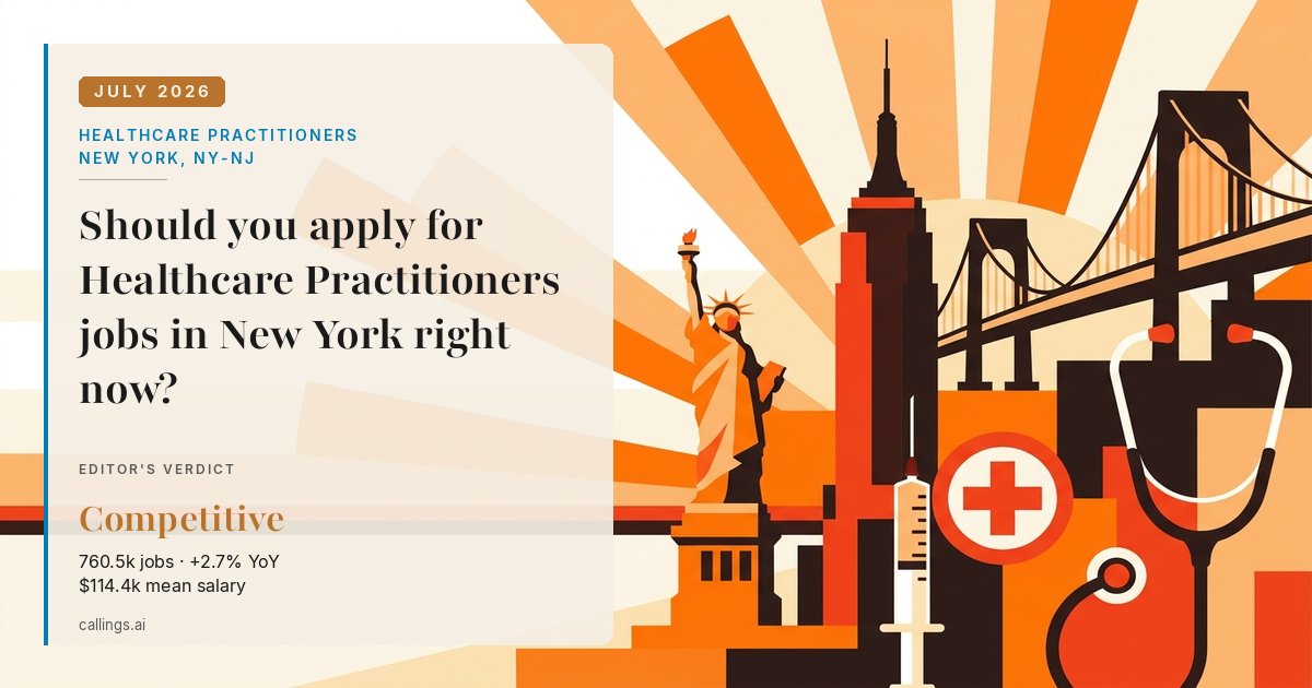 Healthcare Practitioners job market report cover, New York-Newark-Jersey City, NY-NJ, 2026-07