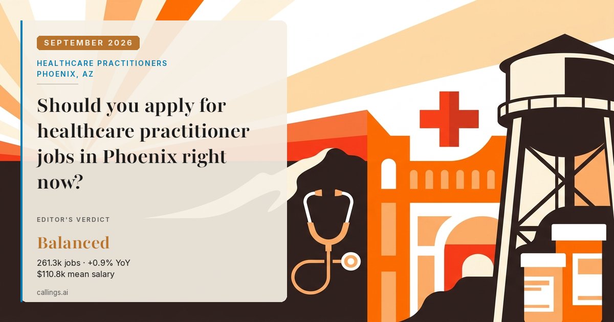 Healthcare Practitioners job market report cover, Phoenix-Mesa-Chandler, AZ, 2026-09