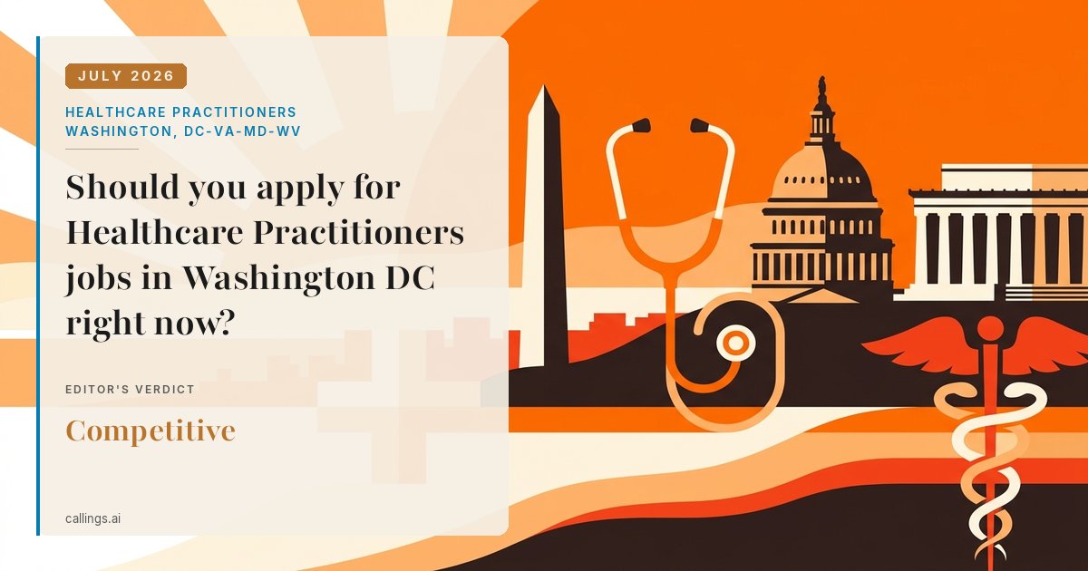 Healthcare Practitioners job market report cover, Washington-Arlington-Alexandria, DC-VA-MD-WV, 2026-07