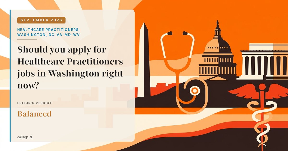 Healthcare Practitioners job market report cover, Washington-Arlington-Alexandria, DC-VA-MD-WV, 2026-09