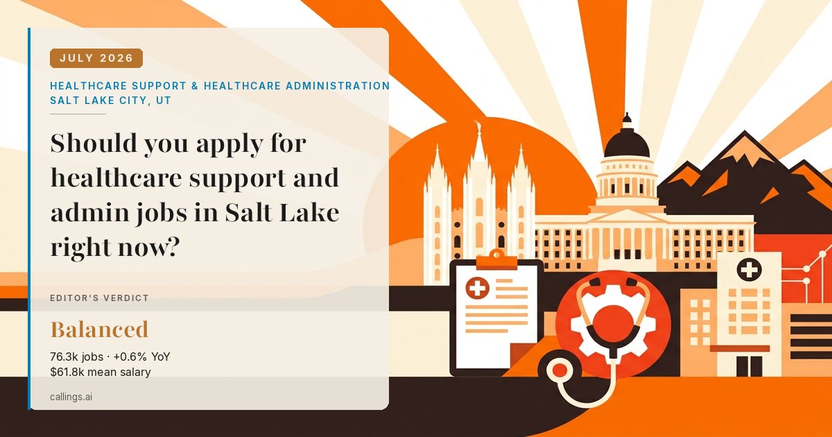 Healthcare Support & Healthcare Administration job market report cover, Salt Lake City-Murray, UT, 2026-07