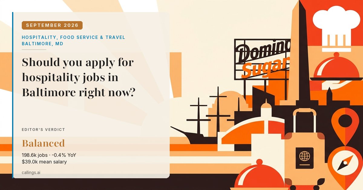 Hospitality, Food Service & Travel job market report cover, Baltimore-Columbia-Towson, MD, 2026-09