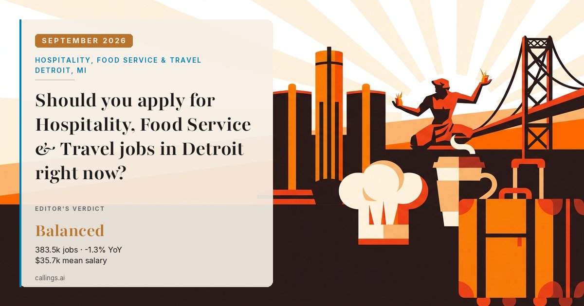 Hospitality, Food Service & Travel job market report cover, Detroit-Warren-Dearborn, MI, 2026-09