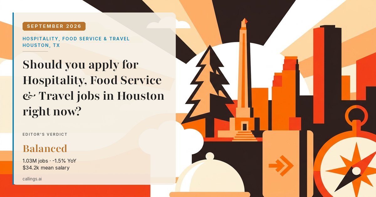 Hospitality, Food Service & Travel job market report cover, Houston-Pasadena-The Woodlands, TX, 2026-09