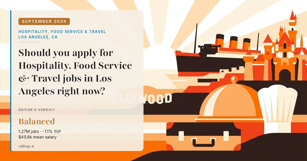 Hospitality, Food Service & Travel job market report cover, Los Angeles-Long Beach-Anaheim, CA, 2026-09