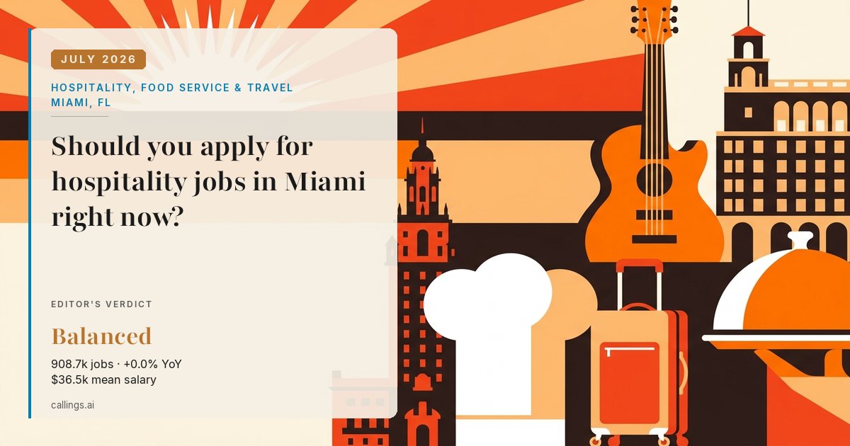 Hospitality, Food Service & Travel job market report cover, Miami-Fort Lauderdale-West Palm Beach, FL, 2026-07