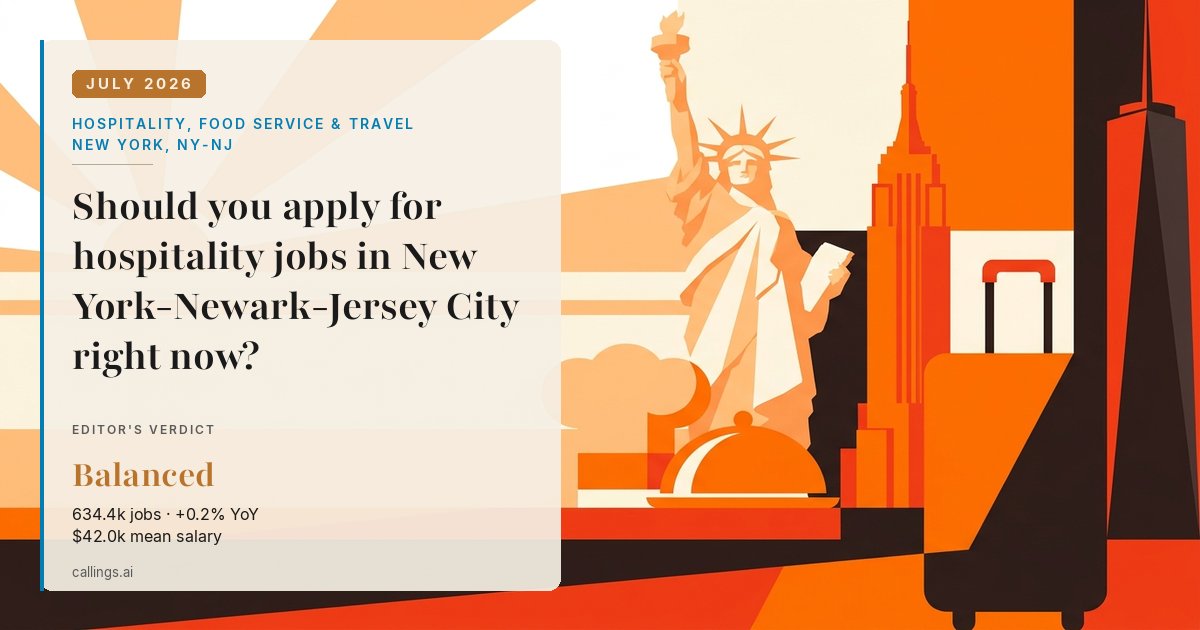 Hospitality, Food Service & Travel job market report cover, New York-Newark-Jersey City, NY-NJ, 2026-07