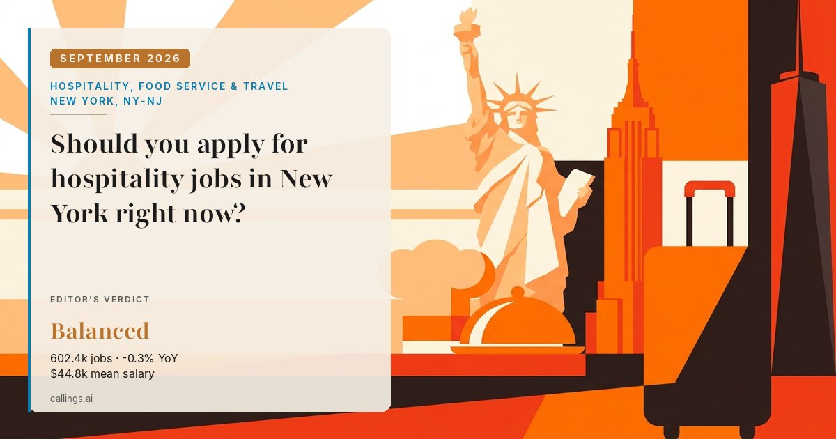 Hospitality, Food Service & Travel job market report cover, New York-Newark-Jersey City, NY-NJ, 2026-09