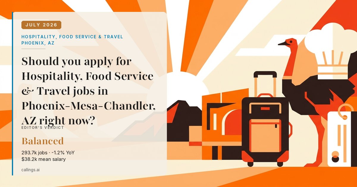 Hospitality, Food Service & Travel job market report cover, Phoenix-Mesa-Chandler, AZ, 2026-07