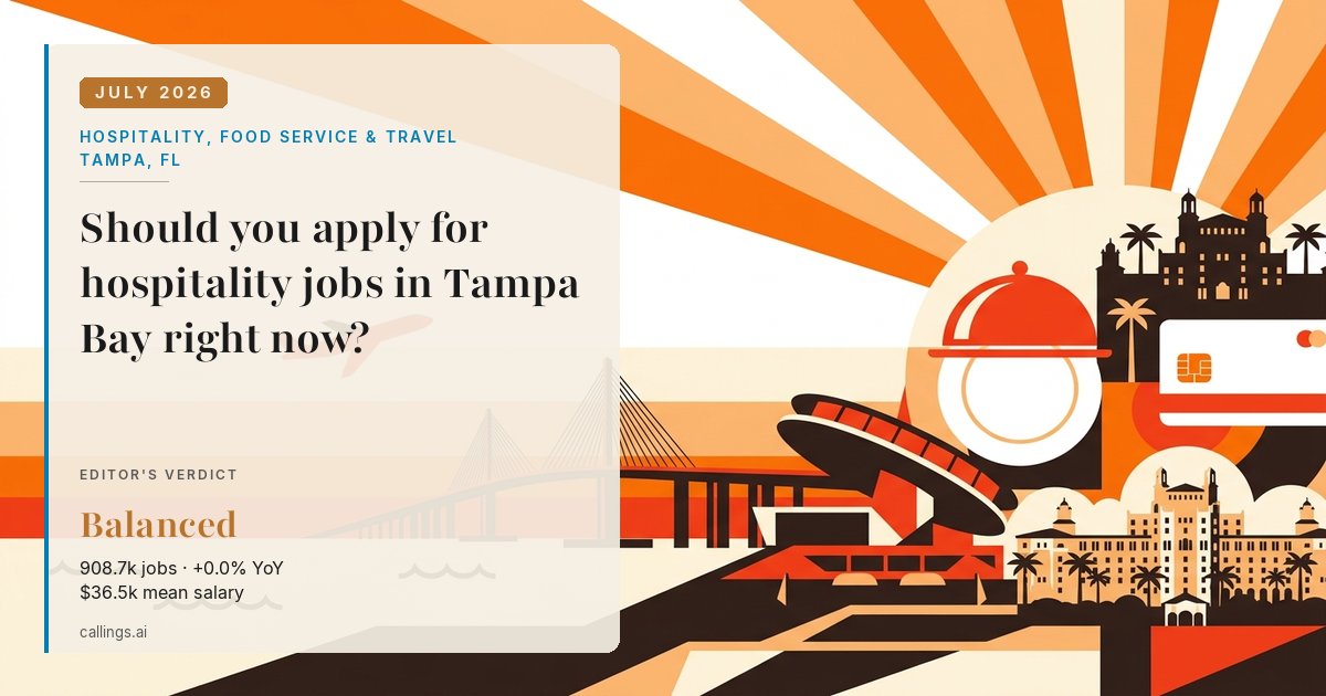 Hospitality, Food Service & Travel job market report cover, Tampa-St. Petersburg-Clearwater, FL, 2026-07