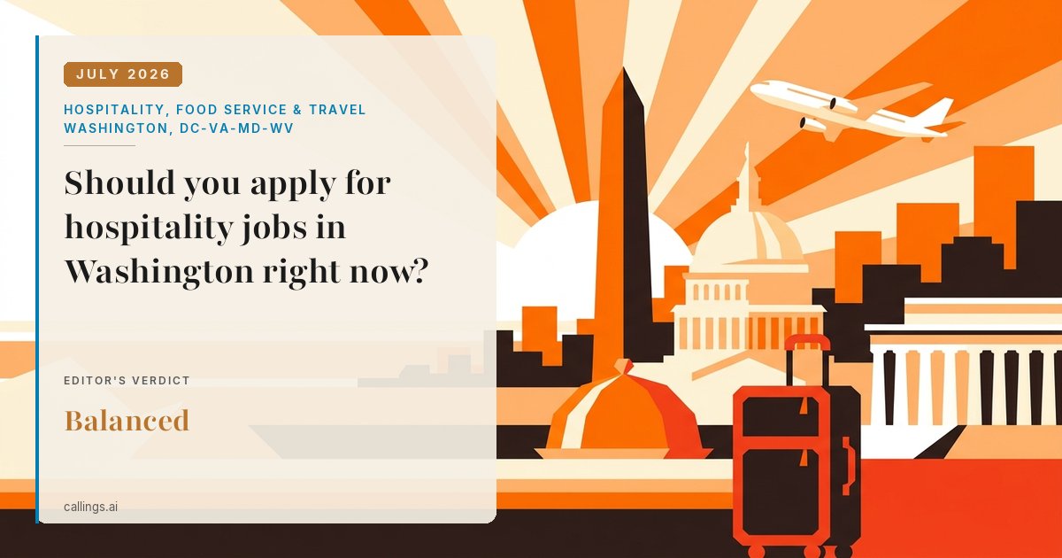 Hospitality, Food Service & Travel job market report cover, Washington-Arlington-Alexandria, DC-VA-MD-WV, 2026-07