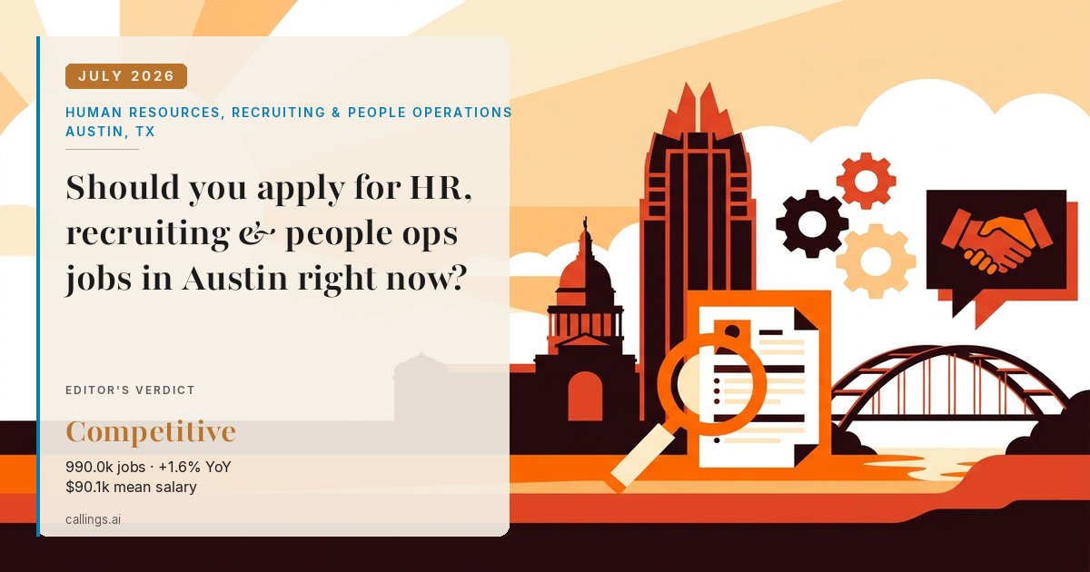 Human Resources, Recruiting & People Operations job market report cover, Austin-Round Rock-San Marcos, TX, 2026-07