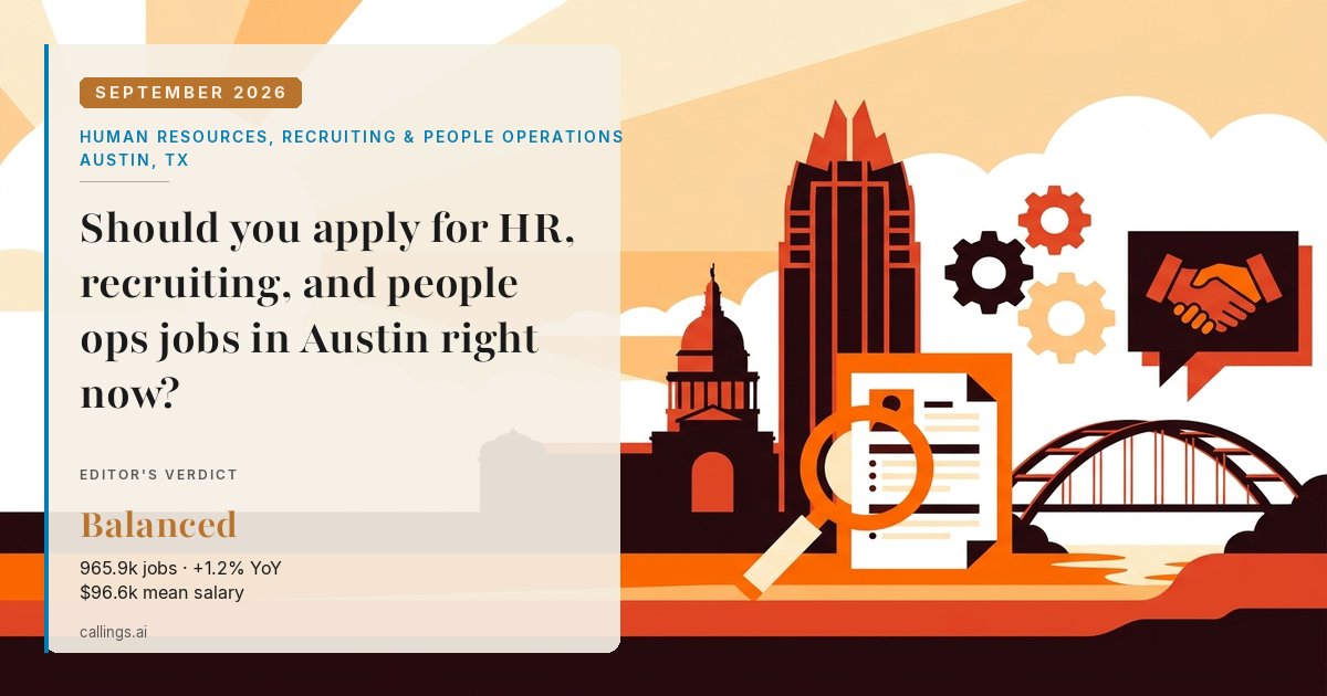 Human Resources, Recruiting & People Operations job market report cover, Austin-Round Rock-San Marcos, TX, 2026-09
