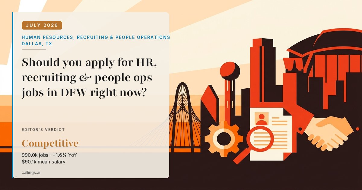 Human Resources, Recruiting & People Operations job market report cover, Dallas-Fort Worth-Arlington, TX, 2026-07