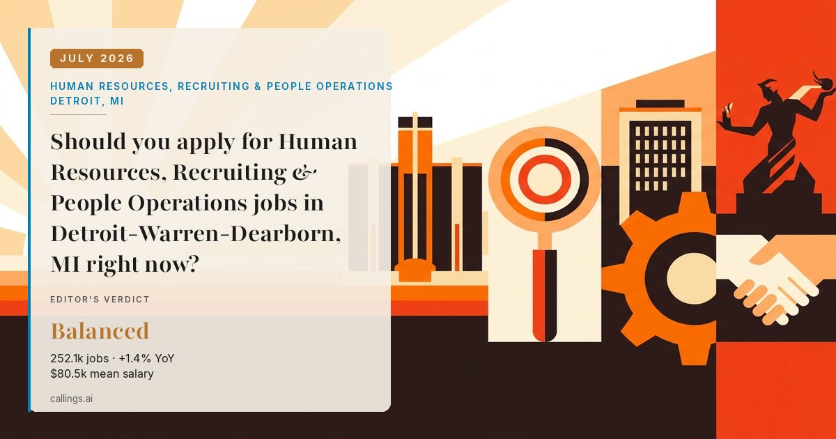 Human Resources, Recruiting & People Operations job market report cover, Detroit-Warren-Dearborn, MI, 2026-07