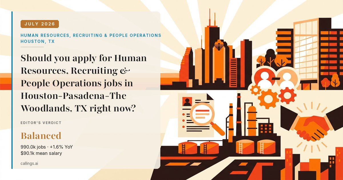 Human Resources, Recruiting & People Operations job market report cover, Houston-Pasadena-The Woodlands, TX, 2026-07