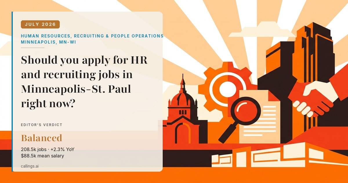 Human Resources, Recruiting & People Operations job market report cover, Minneapolis-St. Paul-Bloomington, MN-WI, 2026-07