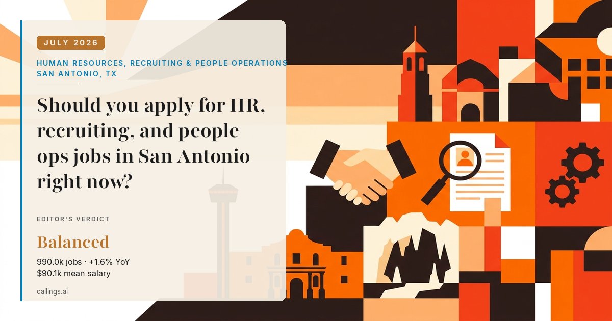 Human Resources, Recruiting & People Operations job market report cover, San Antonio-New Braunfels, TX, 2026-07