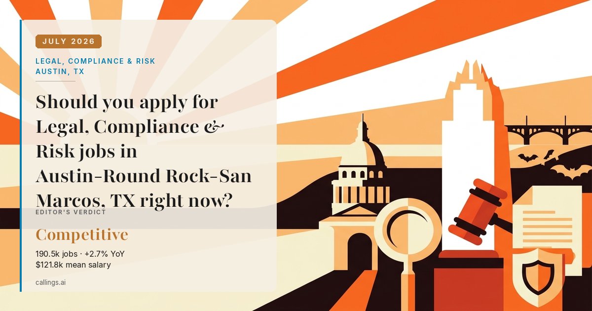 Legal, Compliance & Risk job market report cover, Austin-Round Rock-San Marcos, TX, 2026-07