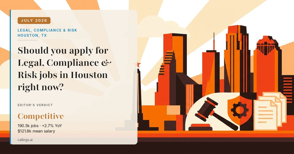 Legal, Compliance & Risk job market report cover, Houston-Pasadena-The Woodlands, TX, 2026-07