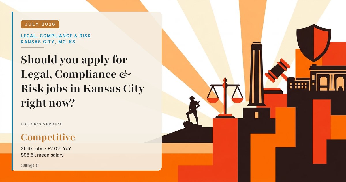 Legal, Compliance & Risk job market report cover, Kansas City, MO-KS, 2026-07
