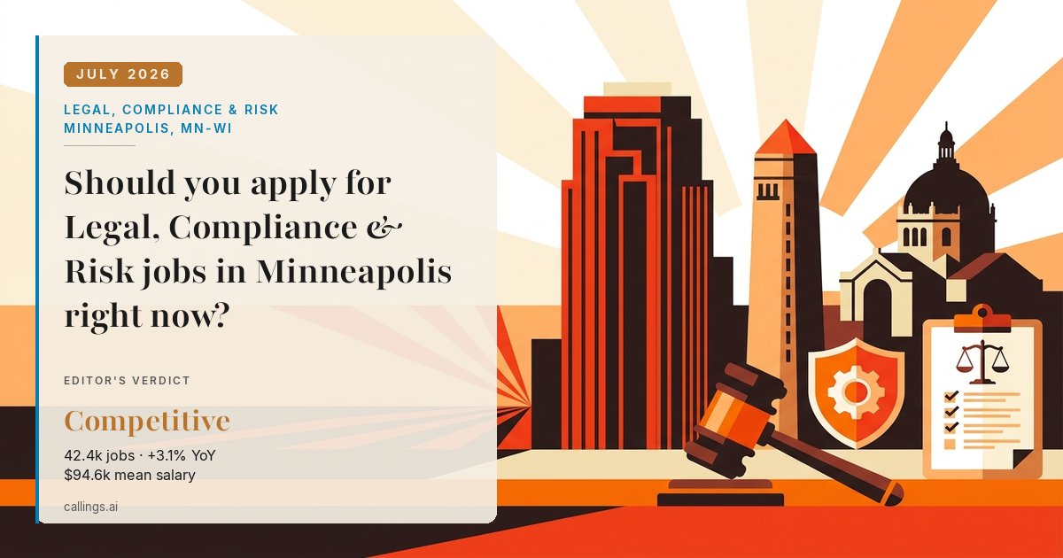 Legal, Compliance & Risk job market report cover, Minneapolis-St. Paul-Bloomington, MN-WI, 2026-07