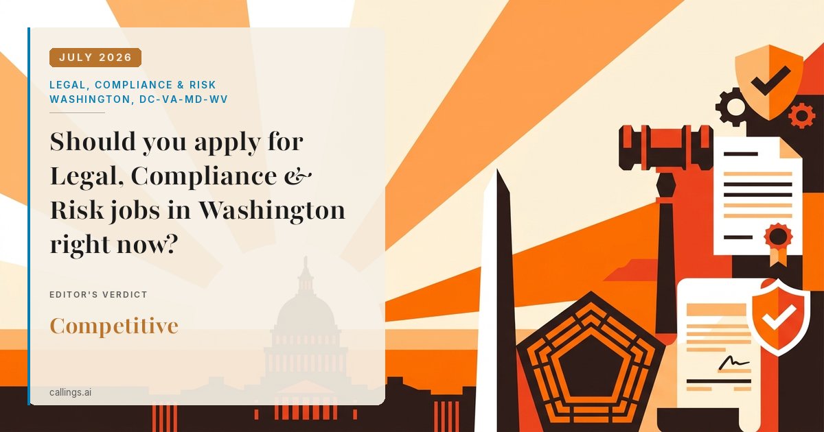 Legal, Compliance & Risk job market report cover, Washington-Arlington-Alexandria, DC-VA-MD-WV, 2026-07